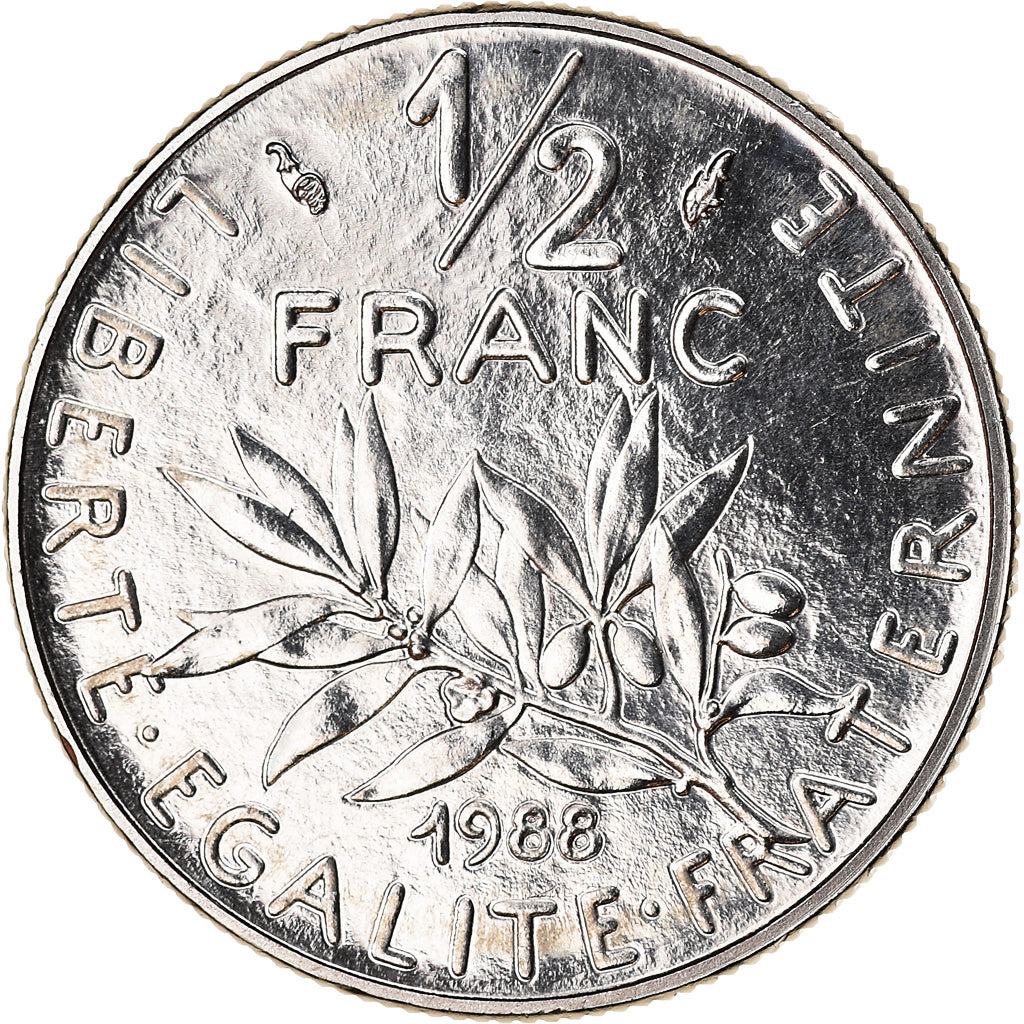 Moneda, Francia, Semeuse, 1/2 Franc, 1988, Paris, FDC, Níquel, KM:931.1