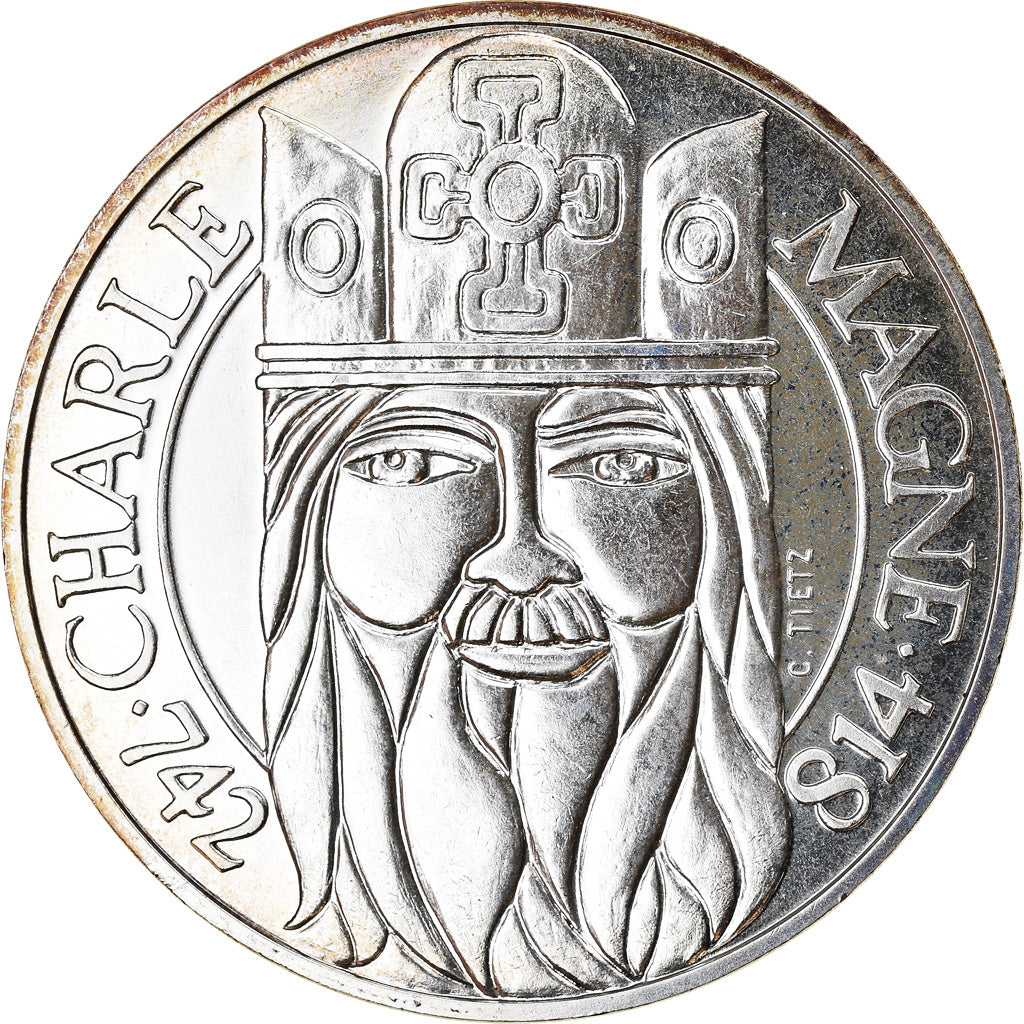 Munten, Frankrijk, Charlemagne, 100 Francs, 1990, FDC, Zilver, KM:982