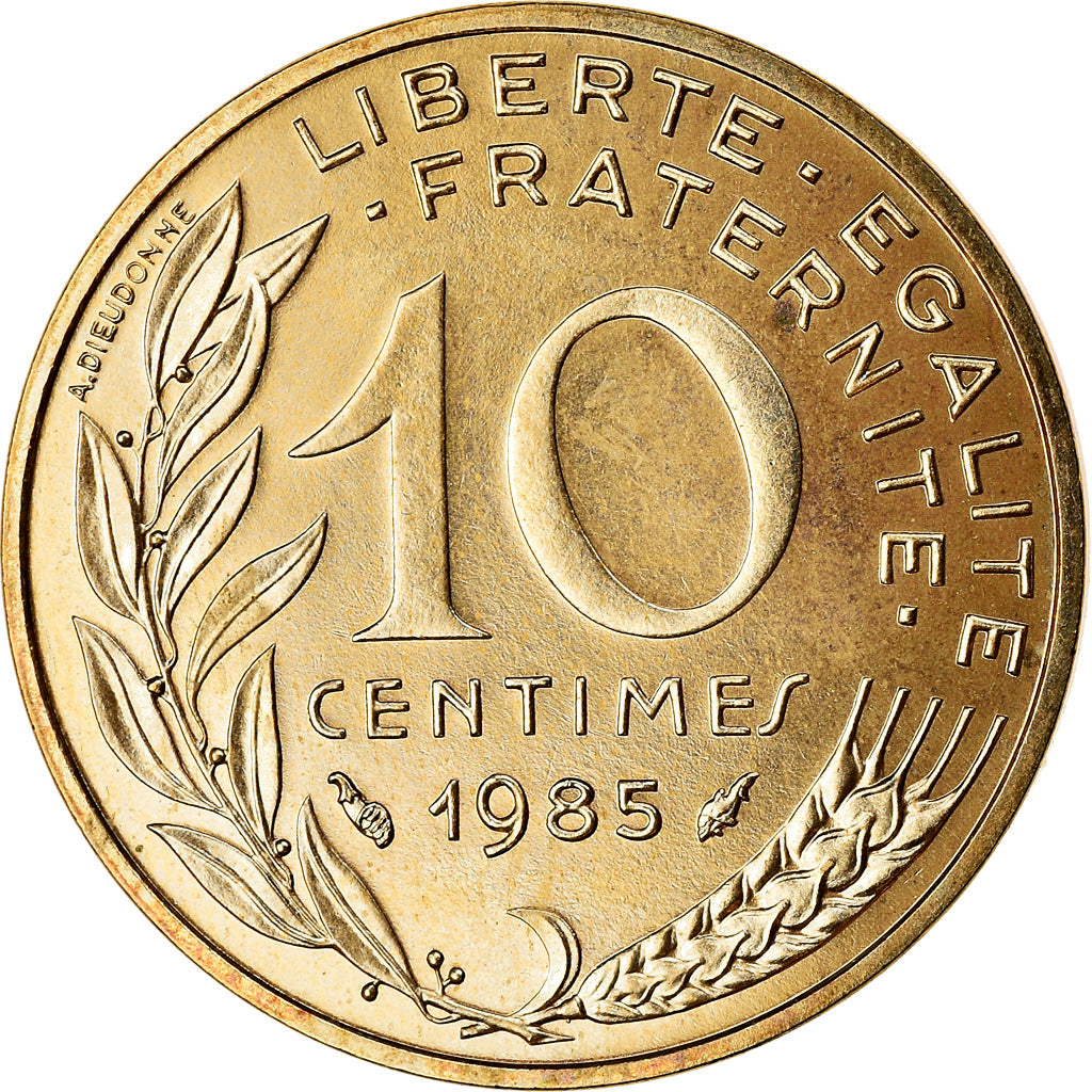 Moneta, Francja, Marianne, 10 Centimes, 1985, Paris, MS(65-70), Aluminium-Brąz