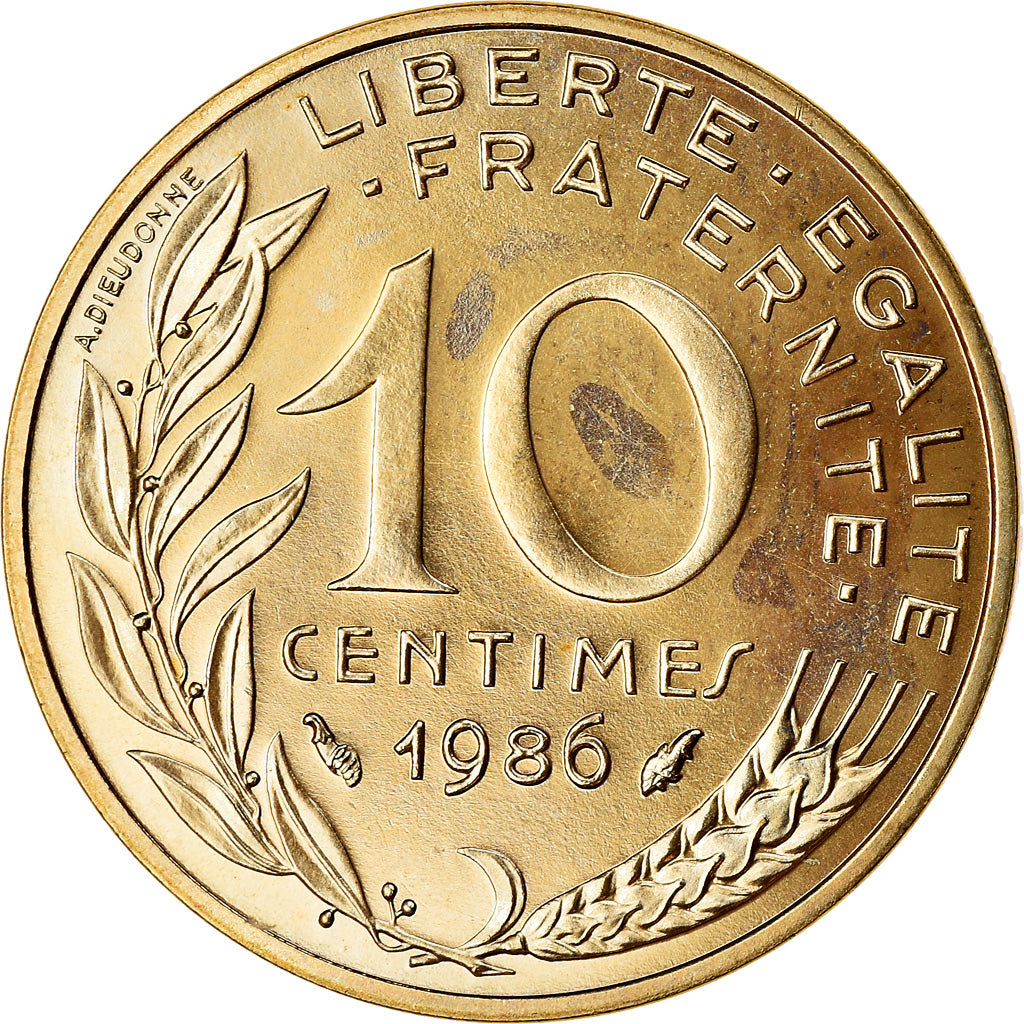 Moneda, Francia, Marianne, 10 Centimes, 1986, Paris, FDC, Aluminio - bronce