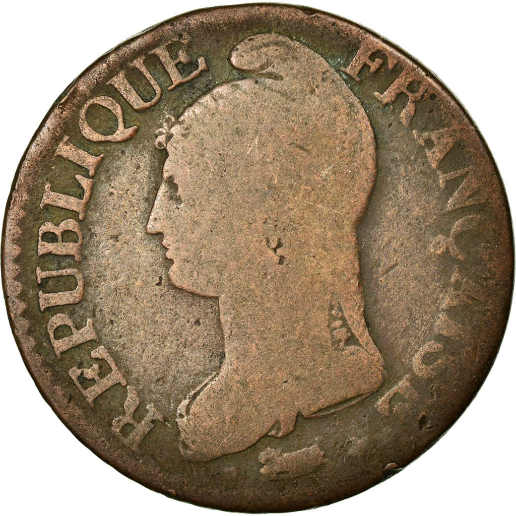 Münze, Frankreich, Dupré, 5 Centimes, 1799, Strasbourg, S, Bronze, KM:640.4