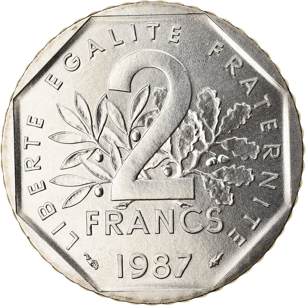 Munten, Frankrijk, Semeuse, 2 Francs, 1987, Paris, FDC, Nickel, KM:942.1