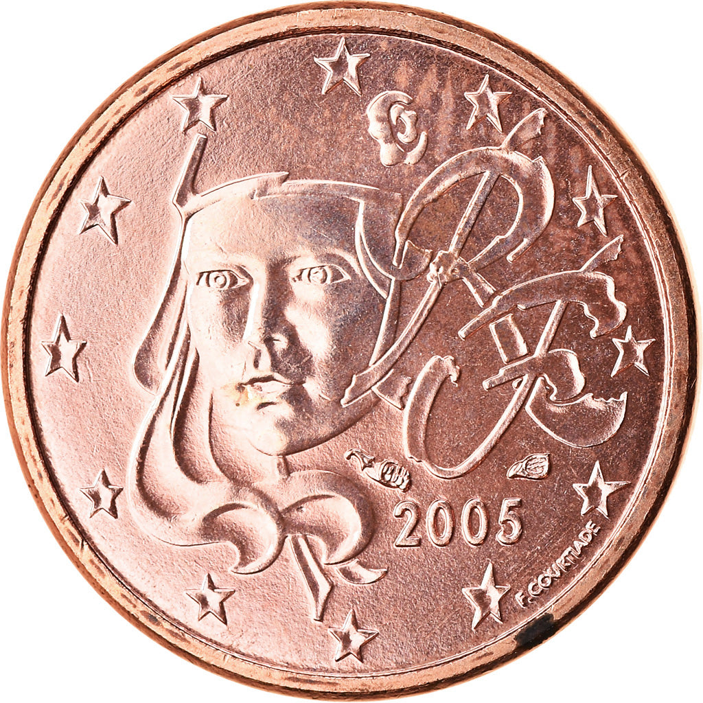 Francja, Euro Cent, 2005, Paris, BU, MS(64), Miedź platerowana stalą