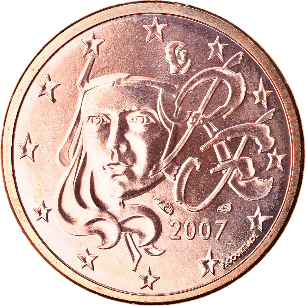 Francja, 5 Euro Cent, 2007, Paris, BU, MS(65-70), Miedź platerowana stalą