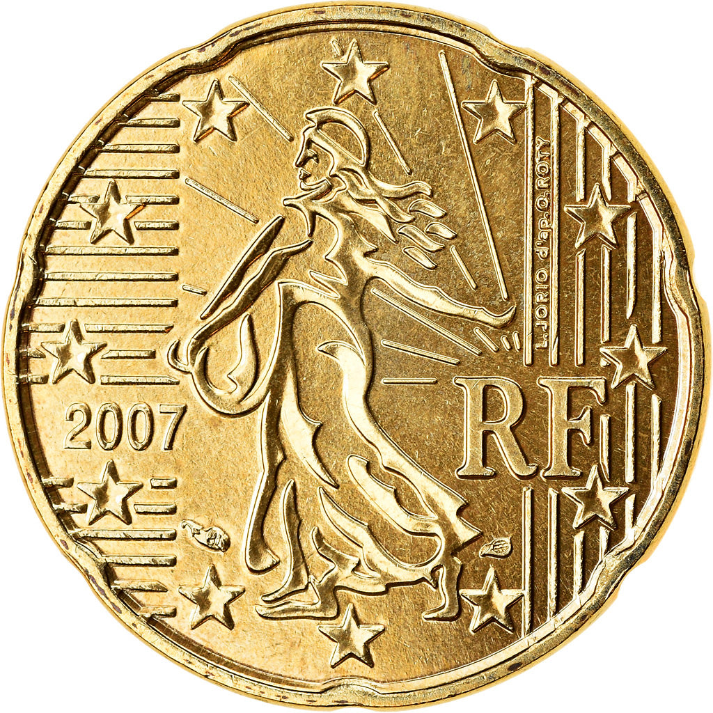 France, 20 Euro Cent, 2007, BU, MS(65-70), Brass, Gadoury:5., KM:1411