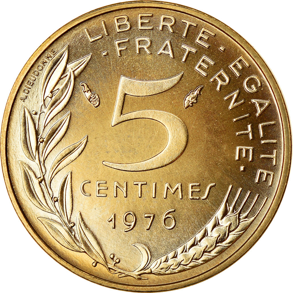 Coin, France, Marianne, 5 Centimes, 1976, Paris, MS(65-70), Aluminum-Bronze