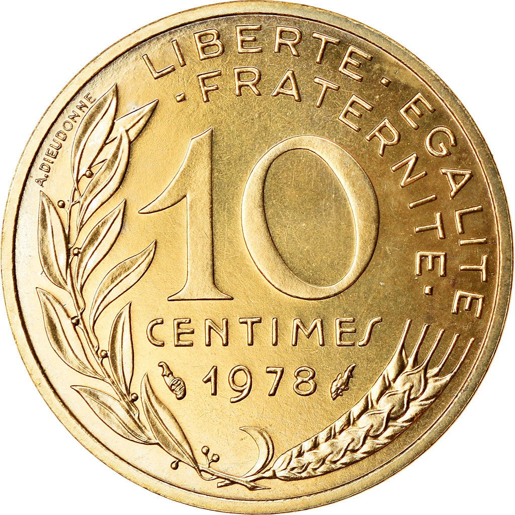 Moeda, França, Marianne, 10 Centimes, 1978, Paris, MS(65-70), Alumínio-Bronze