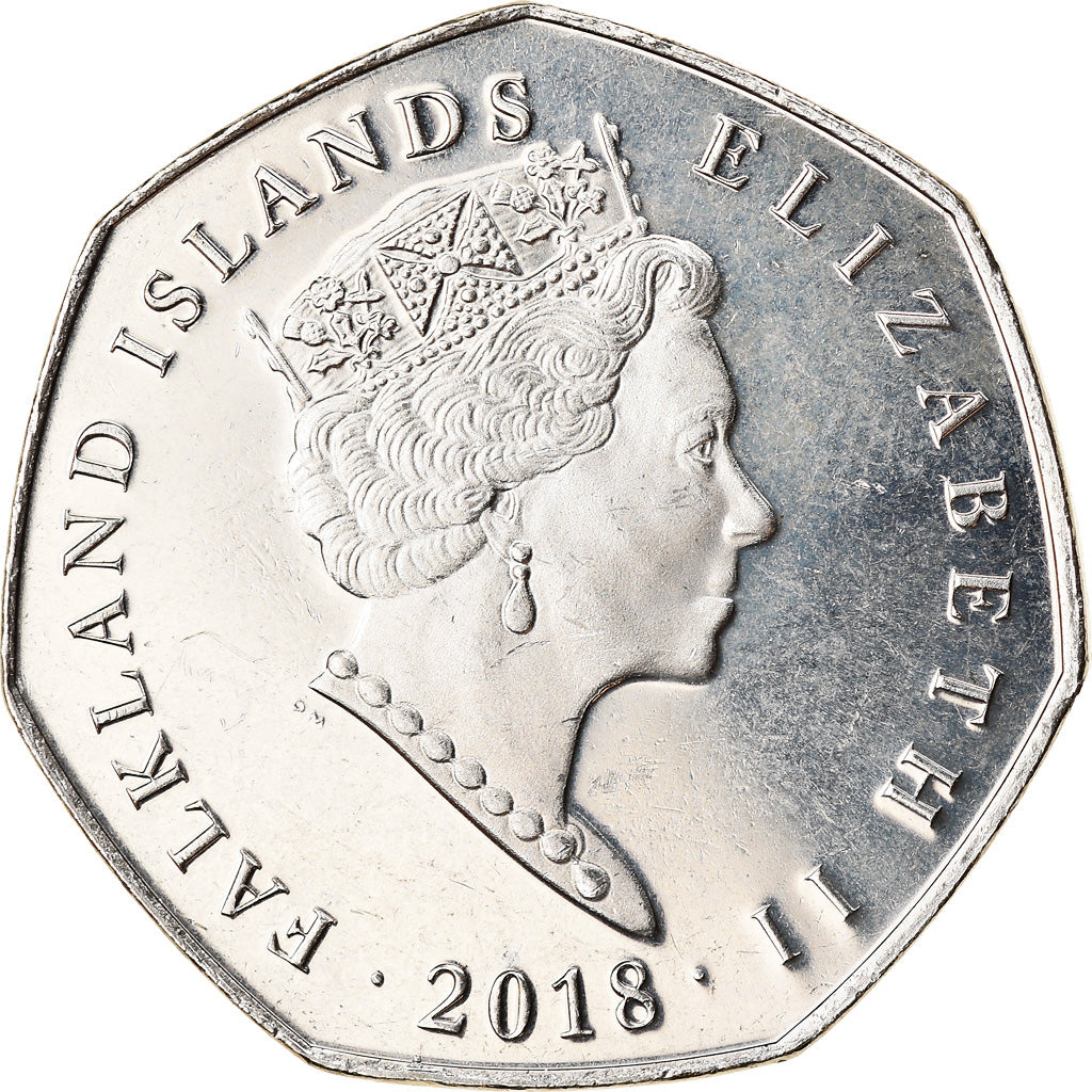 Monnaie, Falkland Islands, 50 Pence, 2018, Pingouins - Manchot Papou, FDC