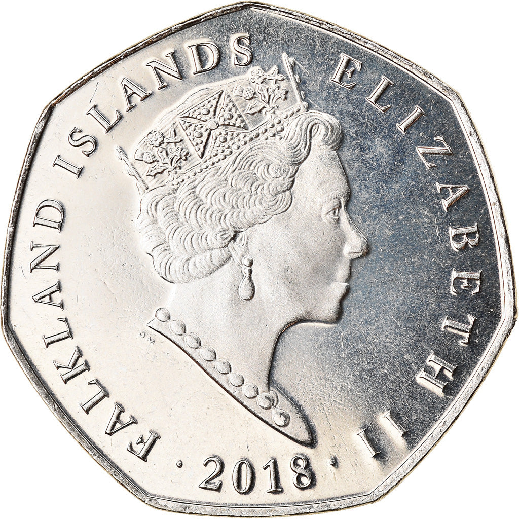 Monnaie, Falkland Islands, 50 Pence, 2018, Pingouins - Manchot Papou, FDC