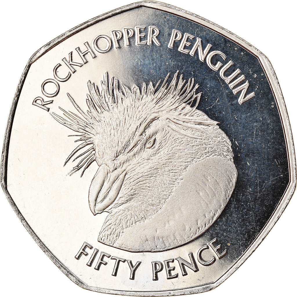 Munten, Falkland Eilanden, 50 Pence, 2018, Pingouins - Manchot sauteur, FDC