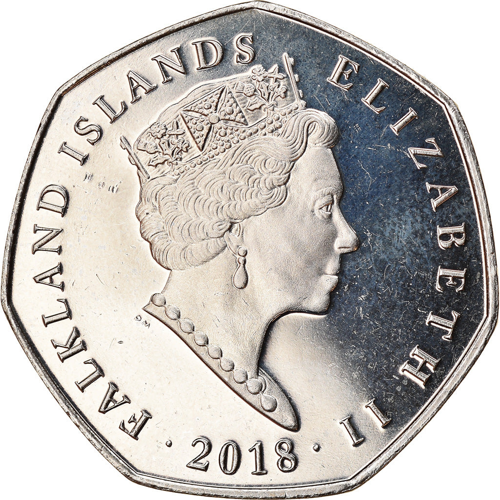 Munten, Falkland Eilanden, 50 Pence, 2018, Pingouins - Manchot sauteur, FDC