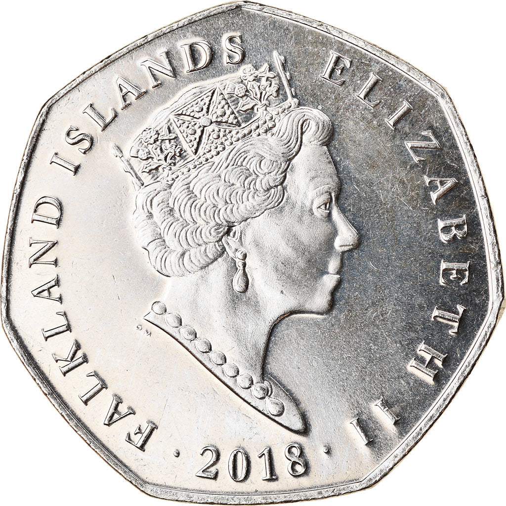 Moneta, Falklandy, 50 Pence, 2018, Pingouins - Manchot de Magellan, MS(65-70)