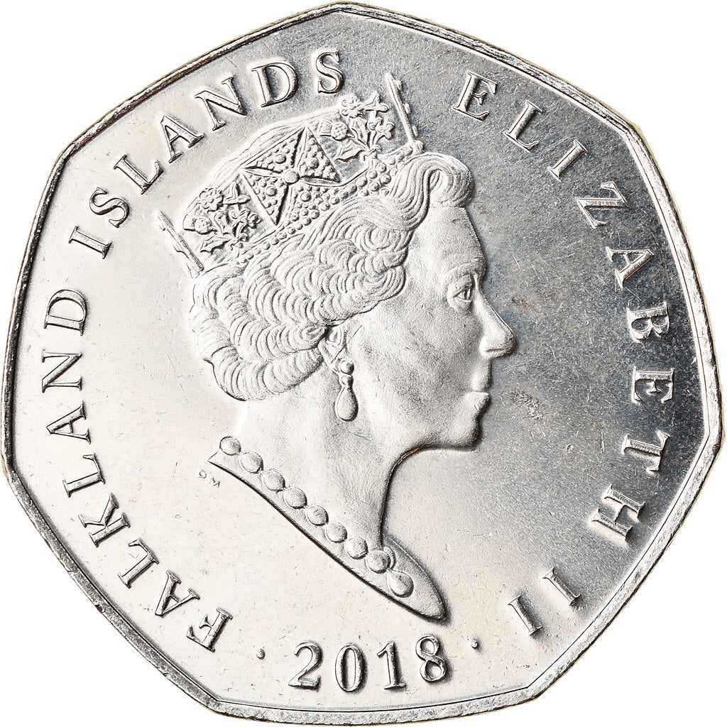 Moneta, Falklandy, 50 Pence, 2018, Pingouins - Manchot de Magellan, MS(65-70)