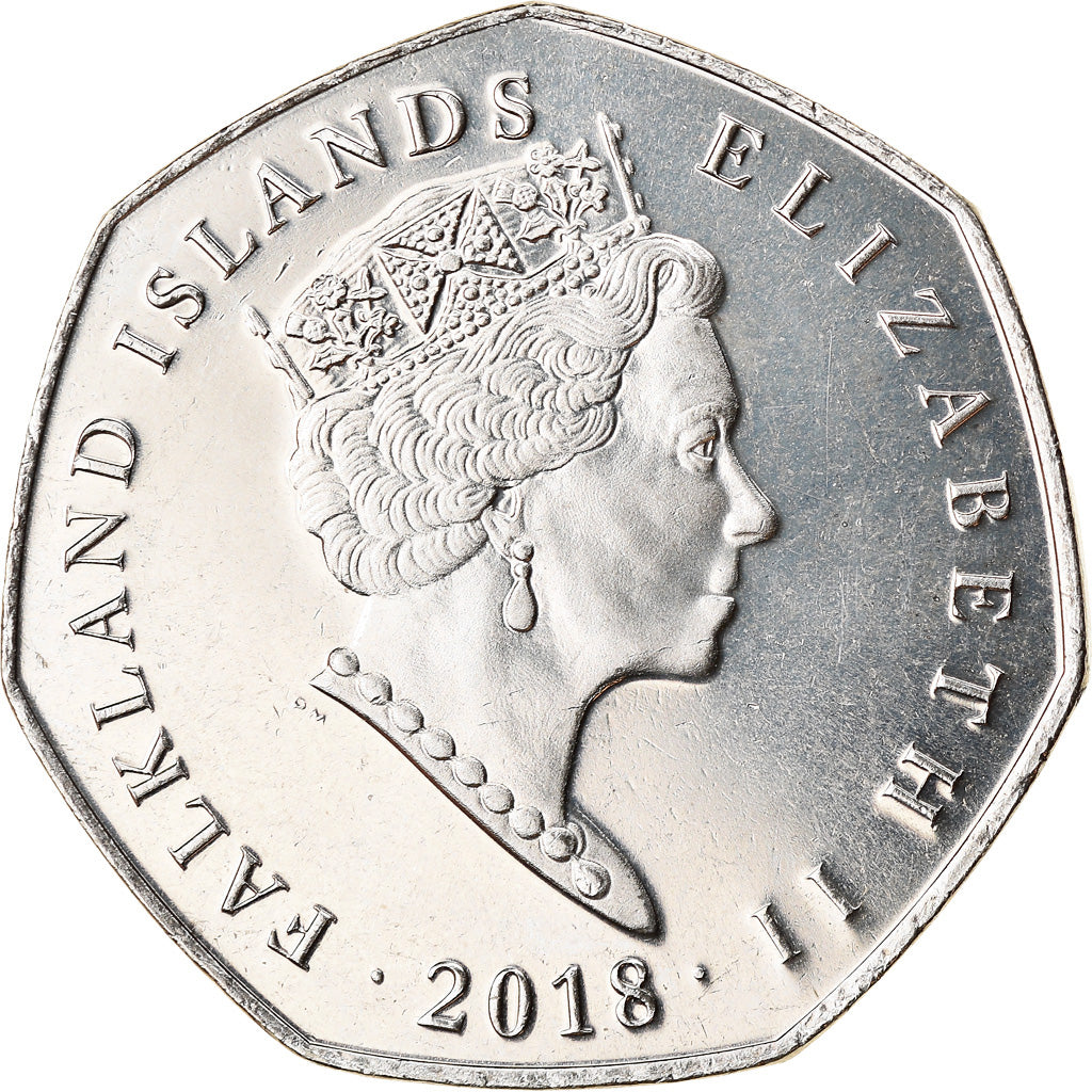 Coin, Falkland Islands, 50 Pence, 2018, Pingouins - Manchot Macaroni, MS(65-70)
