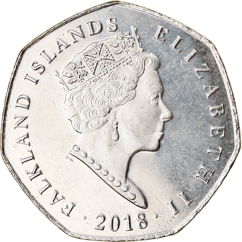 Monnaie, Falkland Islands, 50 Pence, 2018, Pingouins - Manchot royal, FDC