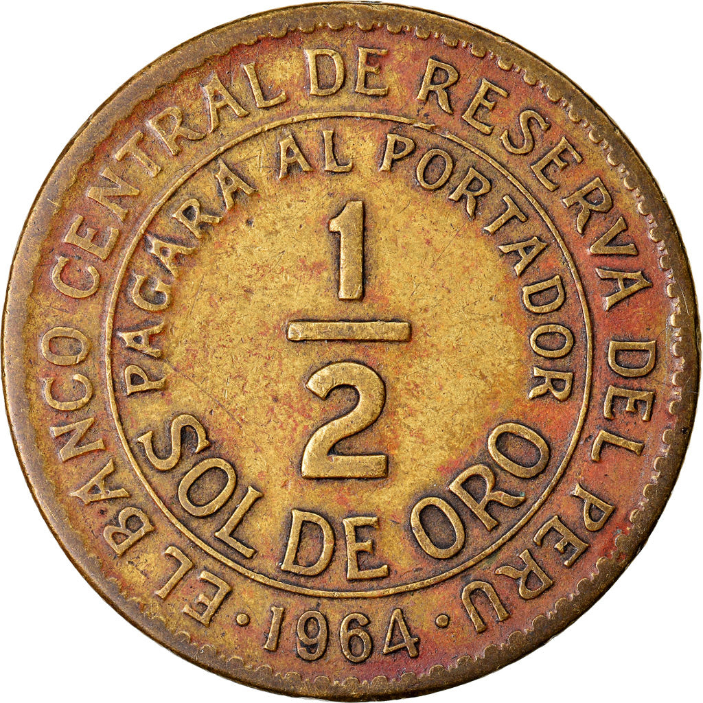 Coin, Peru, 1/2 Sol, 1964, Lima, EF(40-45), Brass, KM:220.5