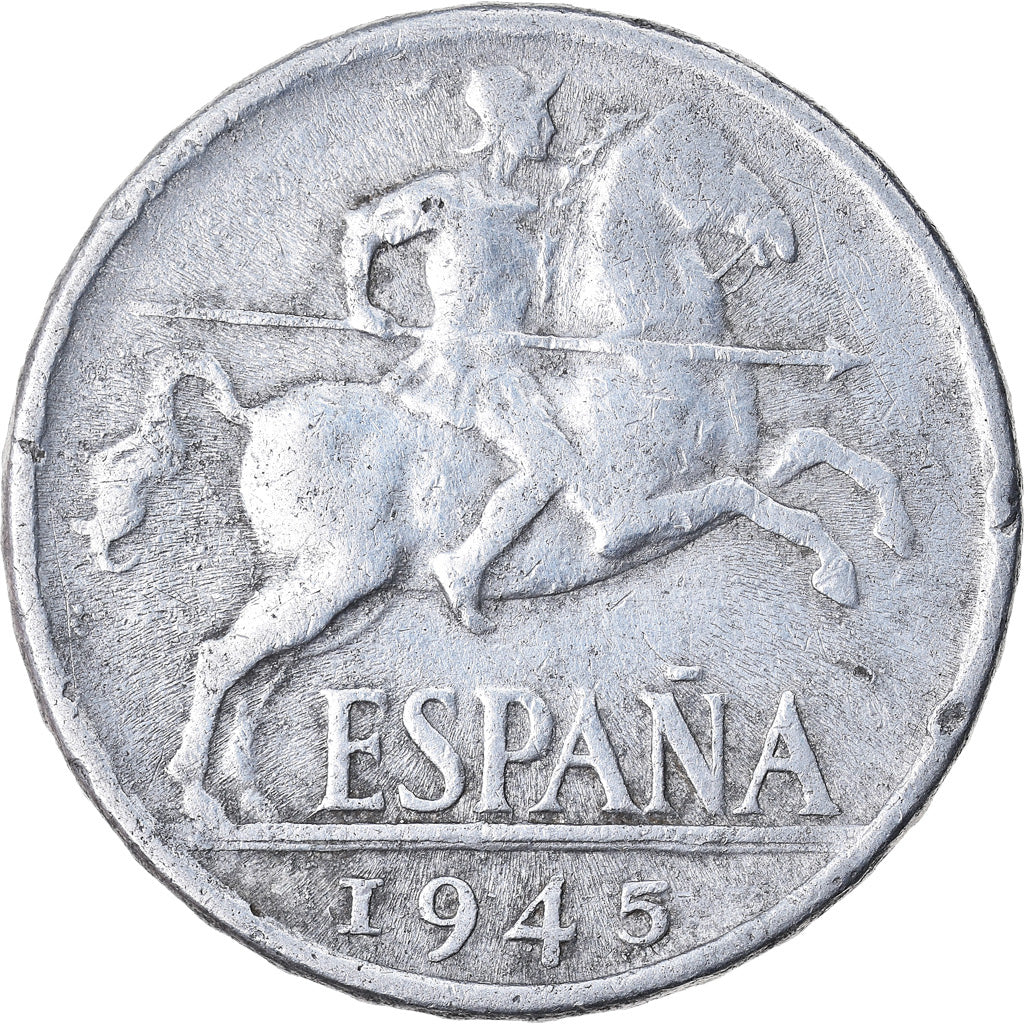 Münze, Spanien, 10 Centimos, 1945, SS, Aluminium, KM:766