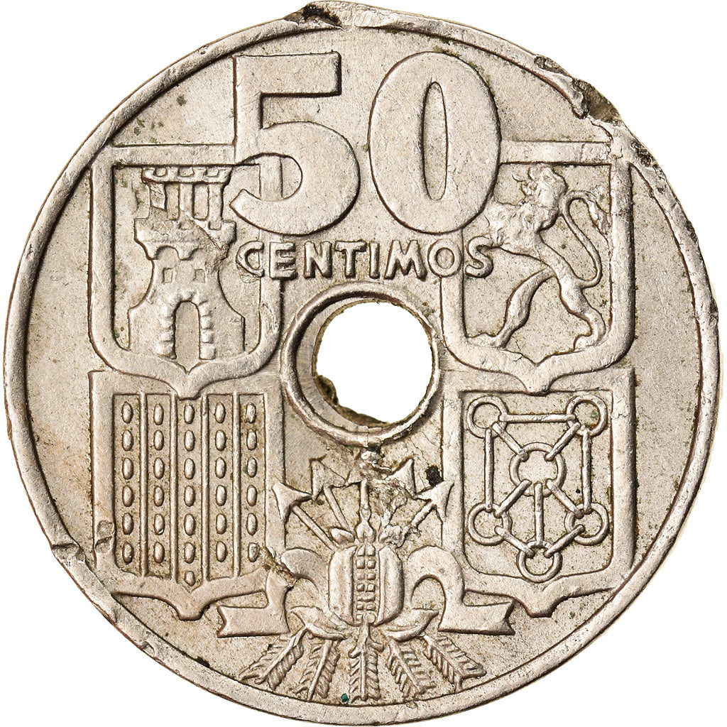 Coin, Spain, Francisco Franco, caudillo, 50 Centimos, 1951, VF(30-35)