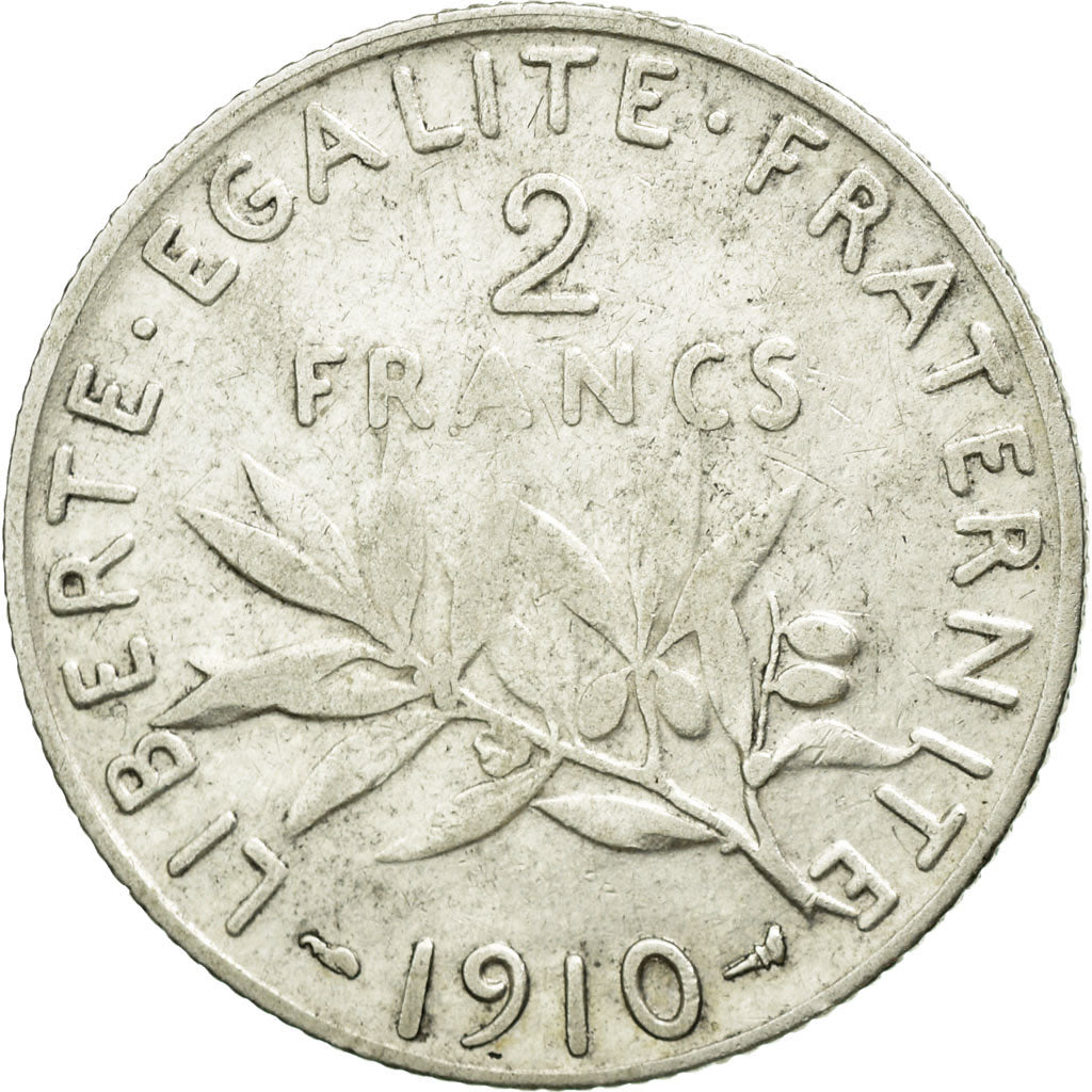 Coin, France, Semeuse, 2 Francs, 1910, Paris, EF(40-45), Silver, KM:845.1