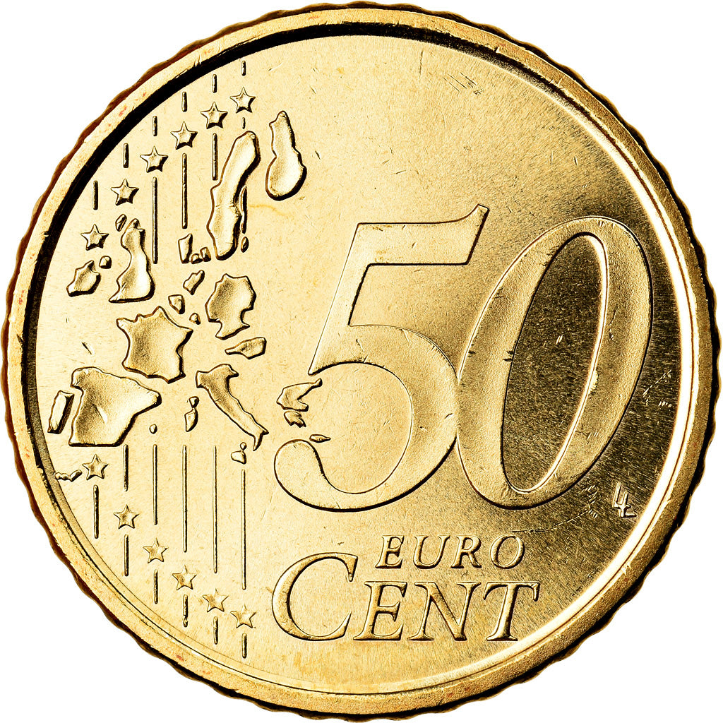 Hiszpania, 50 Euro Cent, 2004, Madrid, MS(63), Mosiądz, KM:1045