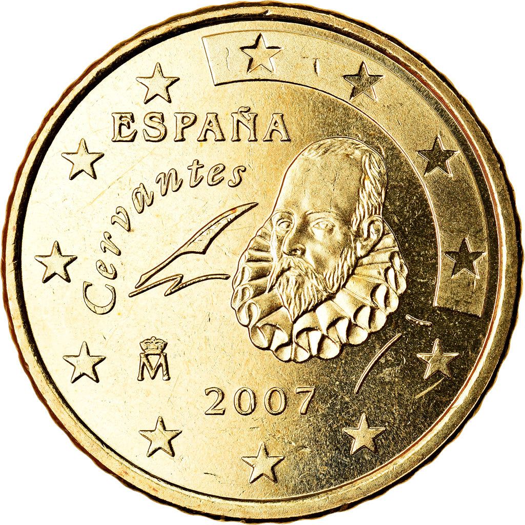 España, 50 Euro Cent, 2007, SC, Latón, KM:1072