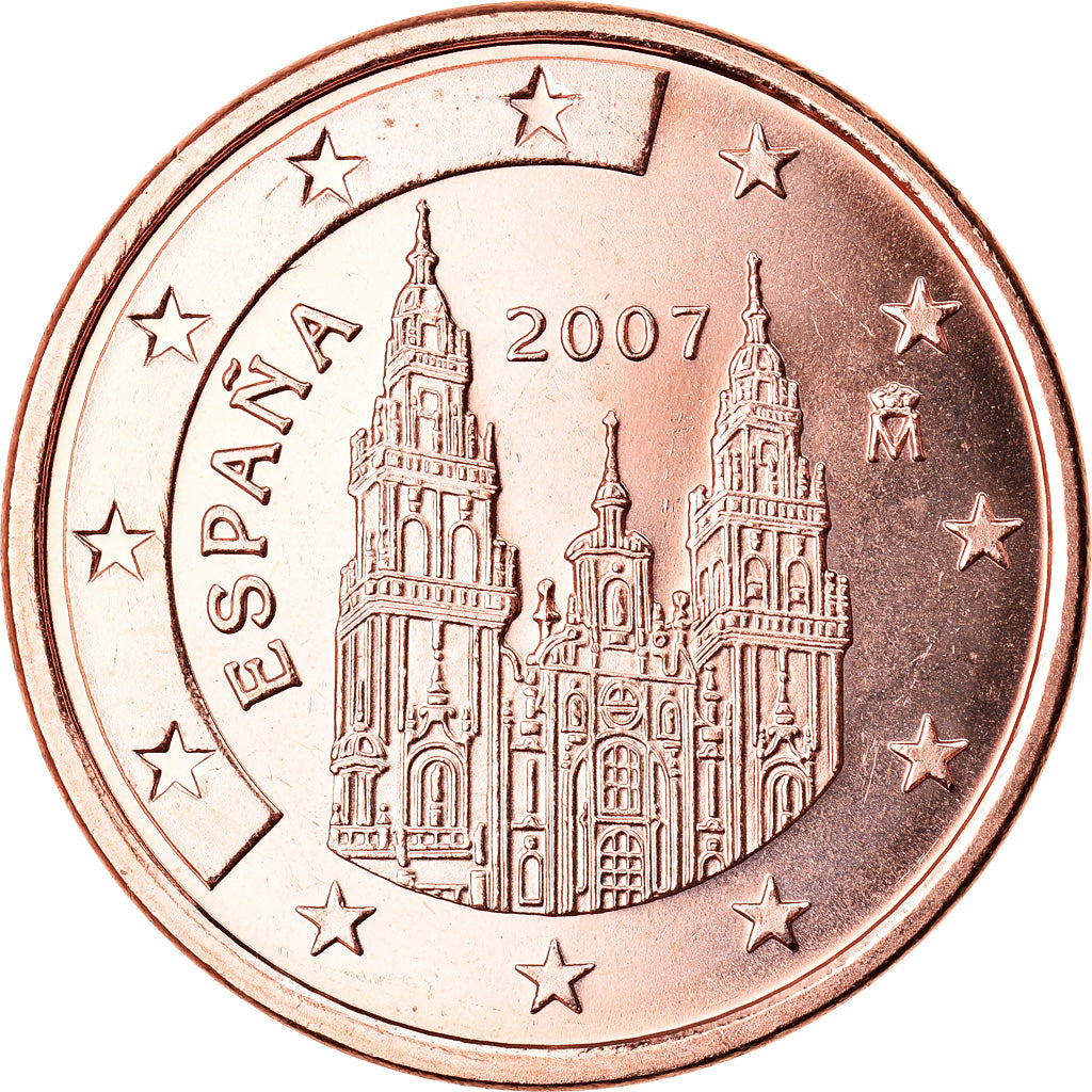 España, 5 Euro Cent, 2007, SC, Cobre chapado en acero, KM:1042