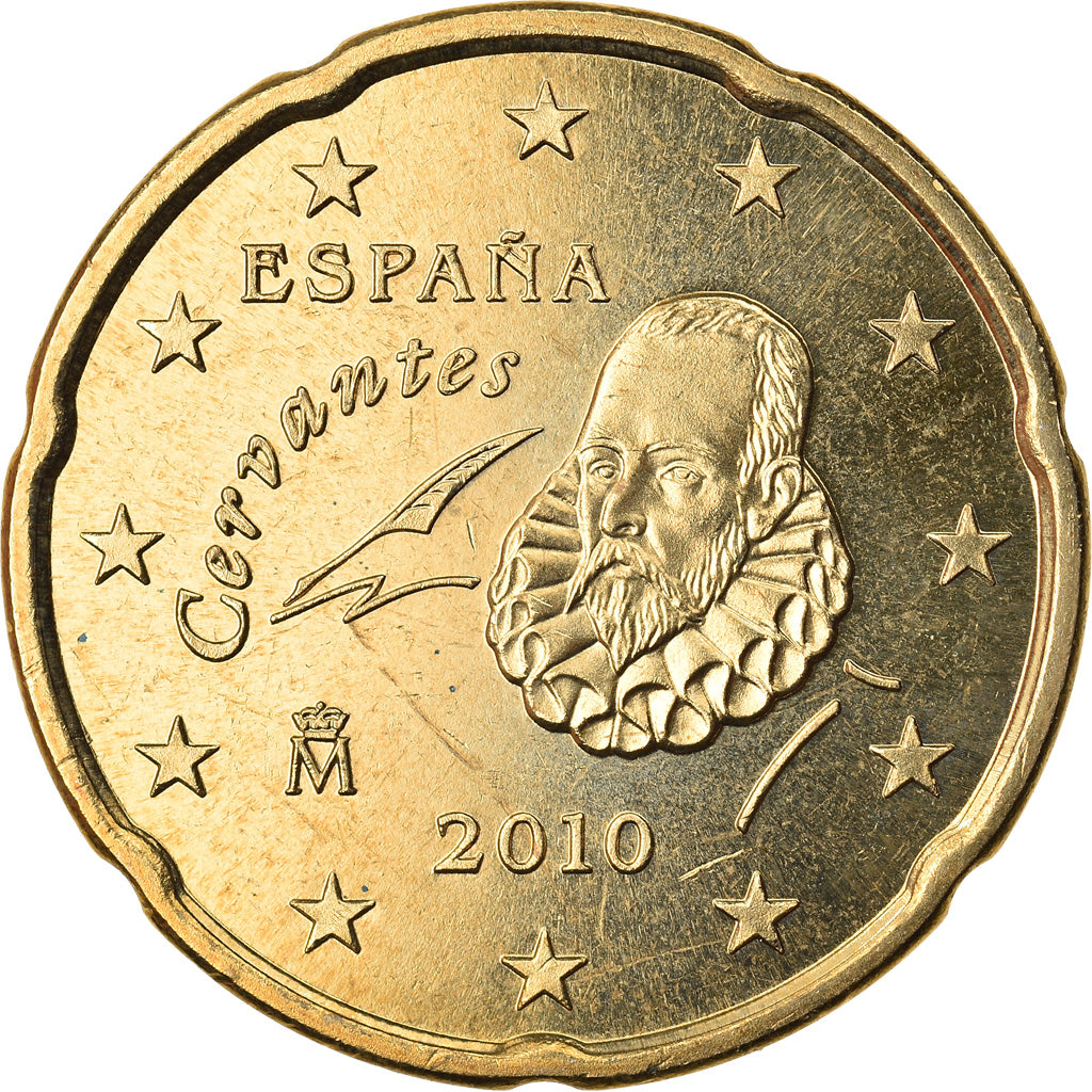 Spain, 20 Euro Cent, 2010, MS(63), Brass, KM:1148
