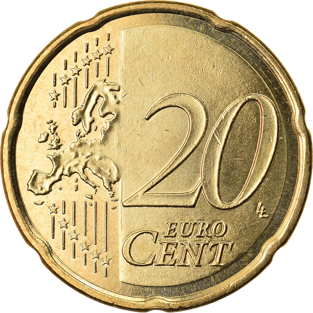 Espanha, 20 Euro Cent, 2010, MS(63), Latão, KM:1148