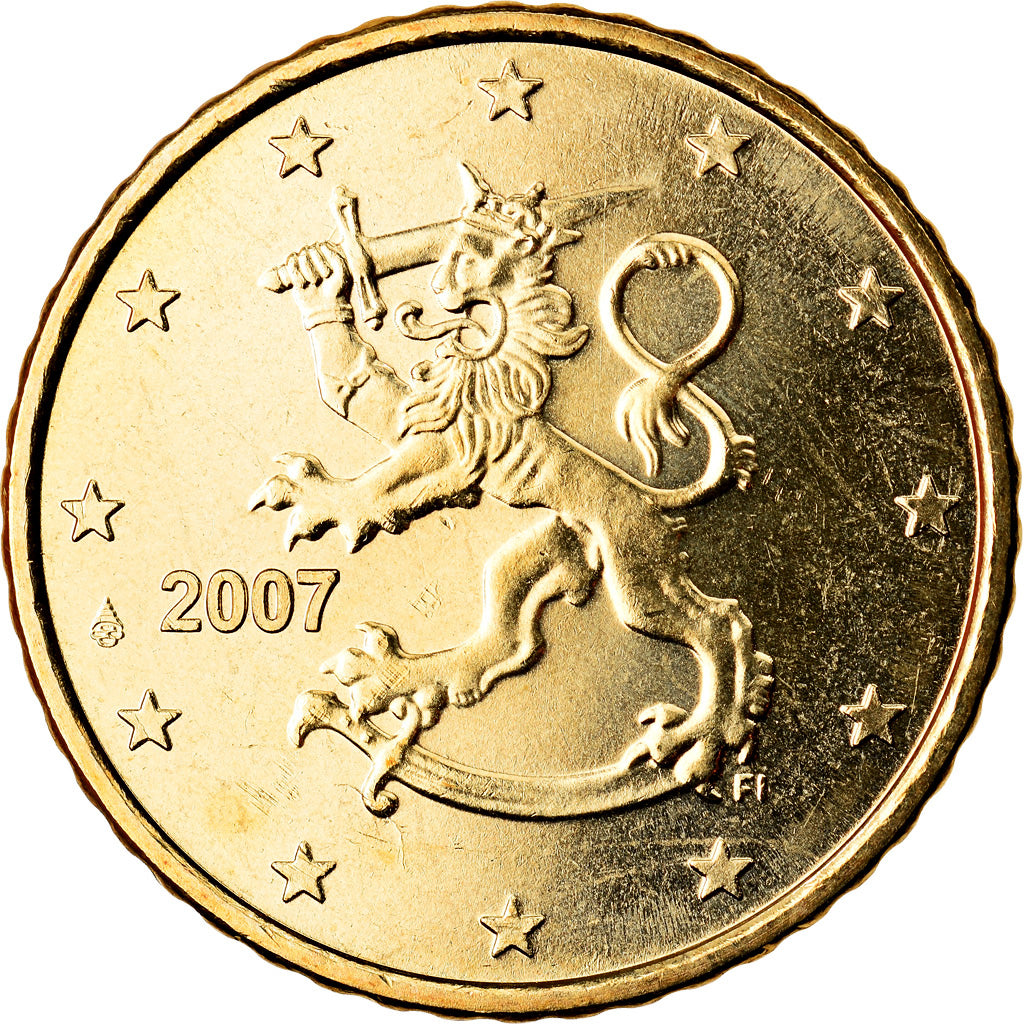 Finland, 50 Euro Cent, 2007, MS(63), Brass, KM:128
