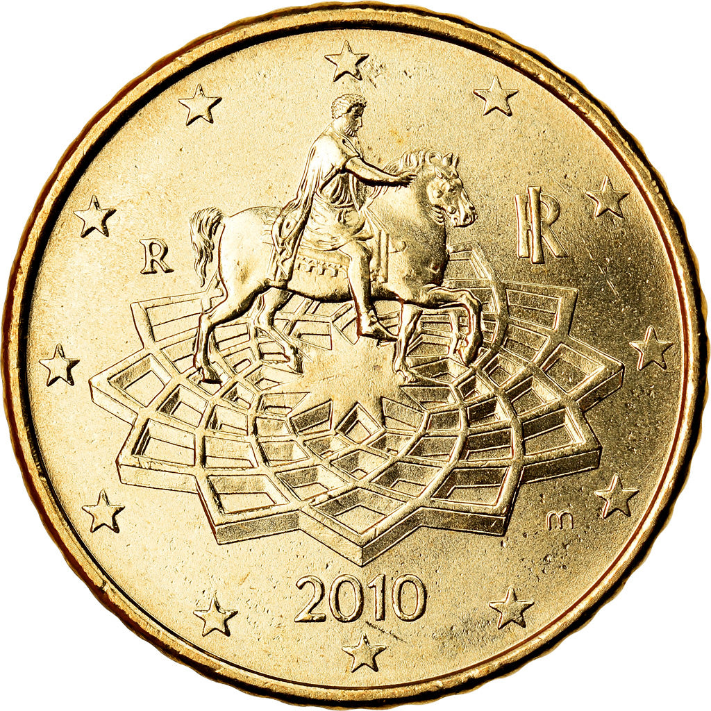 Italy, 50 Euro Cent, 2010, MS(63), Brass, KM:249