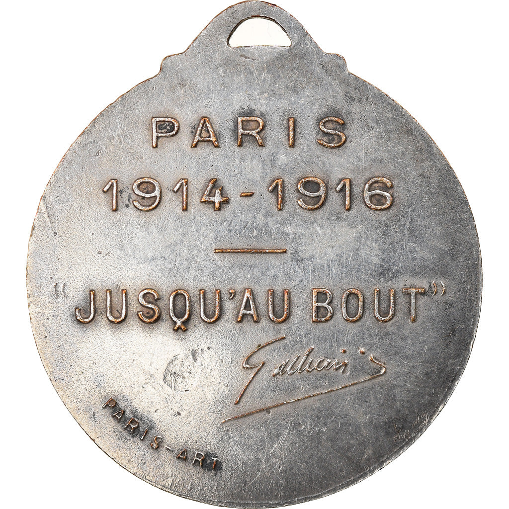 France, Medal, Gallieni, History, 1916, Maillart, EF(40-45), Silvered bronze