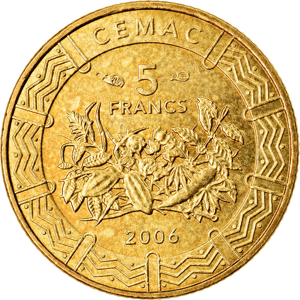 Coin, Central African States, 5 Francs, 2006, Paris, EF(40-45), Brass, KM:18