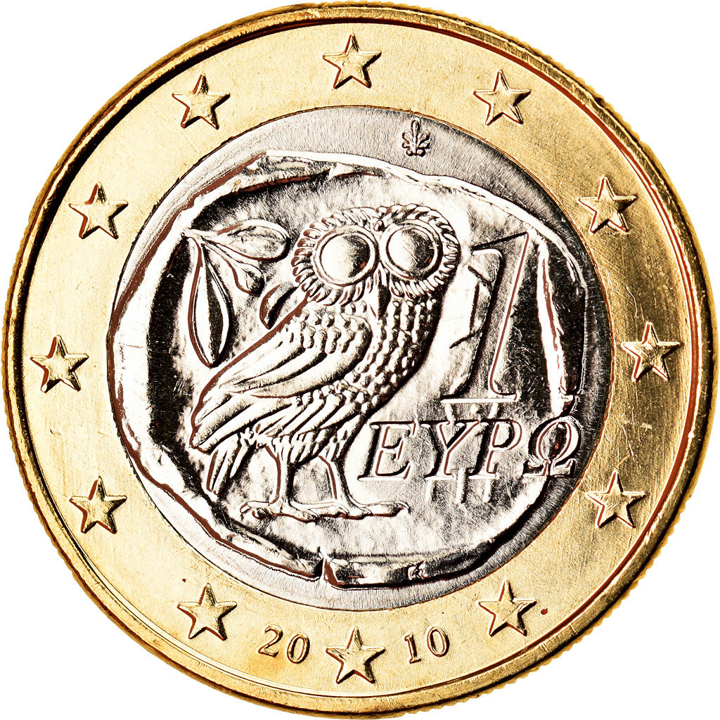 Grecja, Euro, 2010, Athens, MS(63), Bimetaliczny, KM:214