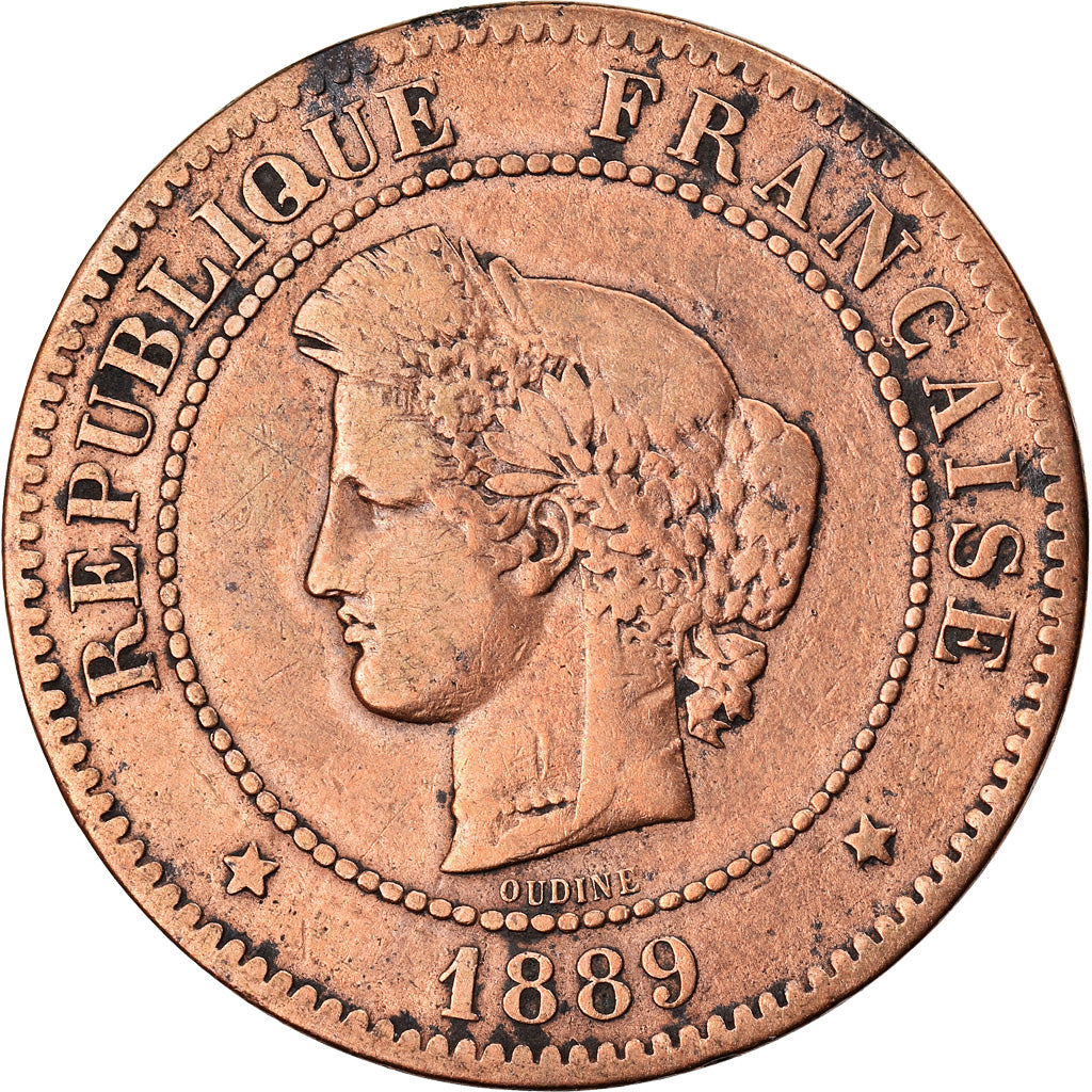 Münze, Frankreich, Cérès, 5 Centimes, 1889, Paris, S+, Bronze, KM:821.1