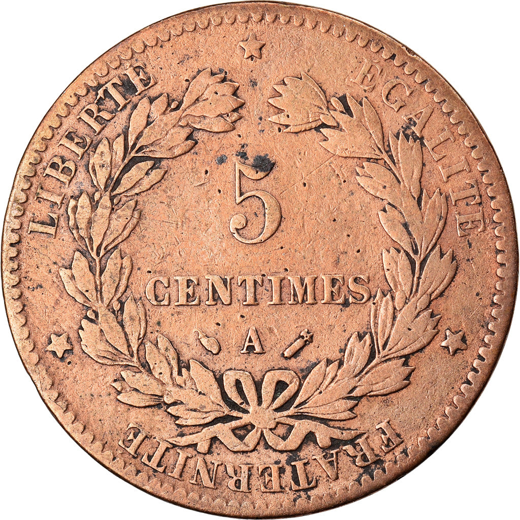Münze, Frankreich, Cérès, 5 Centimes, 1889, Paris, S+, Bronze, KM:821.1