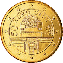 Autriche, 50 Euro Cent, 2011, SPL, Laiton, KM:3141