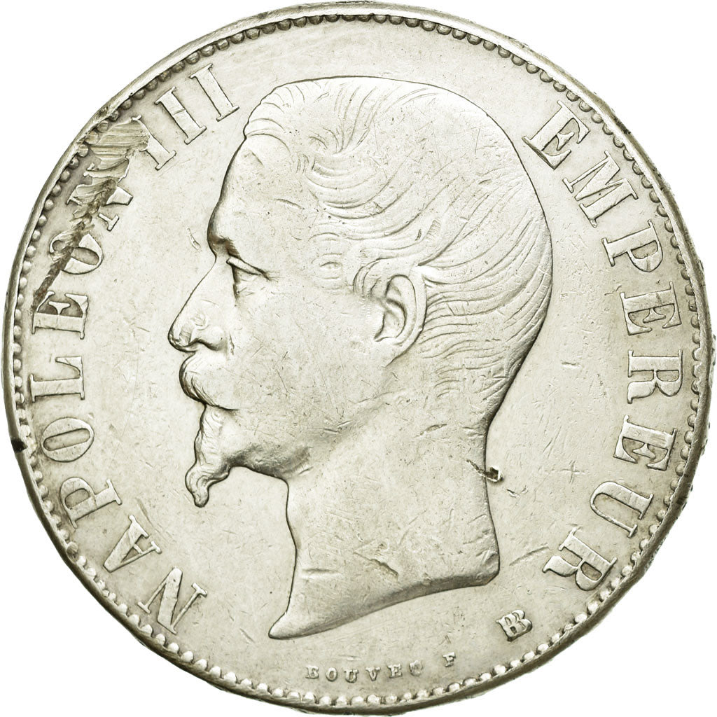 Moneda, Francia, Napoleon III, Napoléon III, 5 Francs, 1855, Strasbourg, MBC