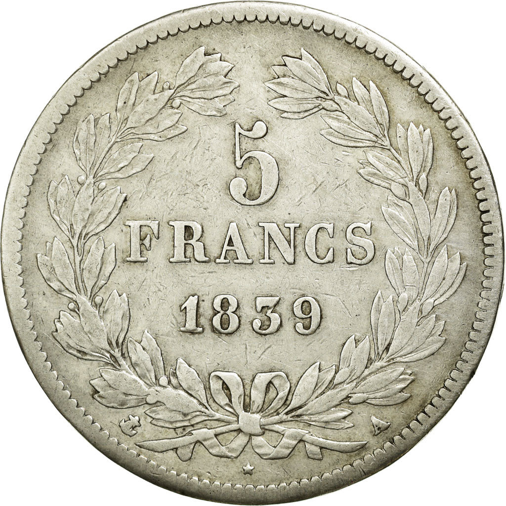 Coin, France, Louis-Philippe, 5 Francs, 1839, Paris, VF(30-35), Silver