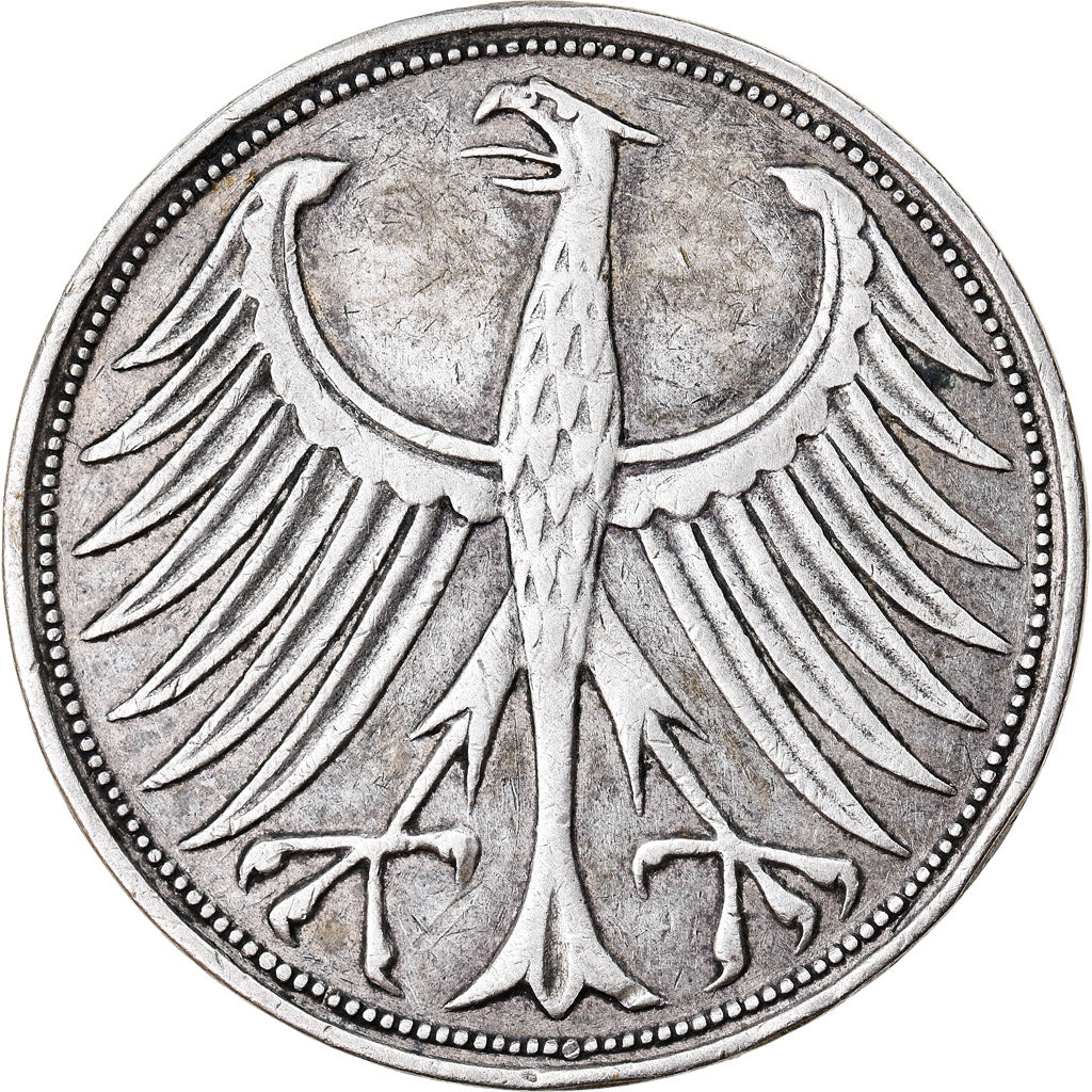 Moeda, ALEMANHA - REPÚBLICA FEDERAL, 5 Mark, 1951, Hamburg, EF(40-45), Prata