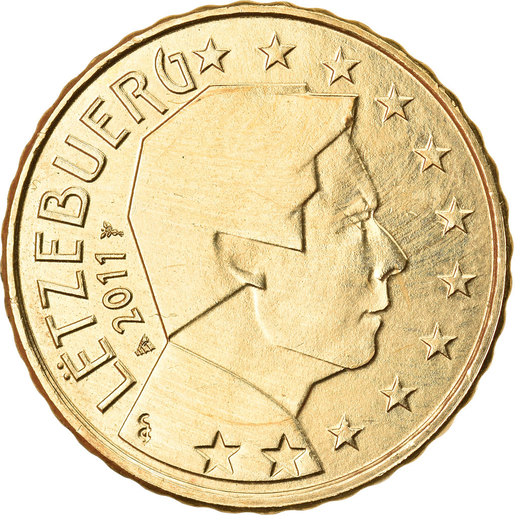 Luksemburg, 10 Euro Cent, 2011, Utrecht, MS(63), Mosiądz, KM:89