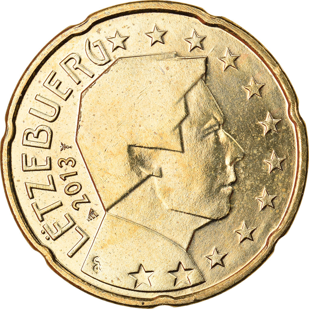Luxemburg, 20 Euro Cent, 2013, UNZ, Messing, KM:New