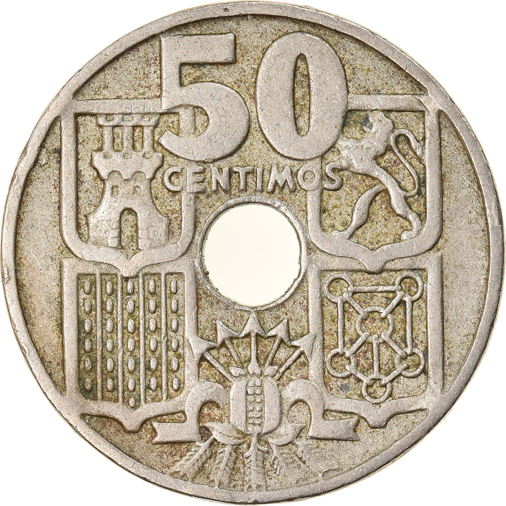 Monnaie, Espagne, Francisco Franco, caudillo, 50 Centimos, 1949, TTB