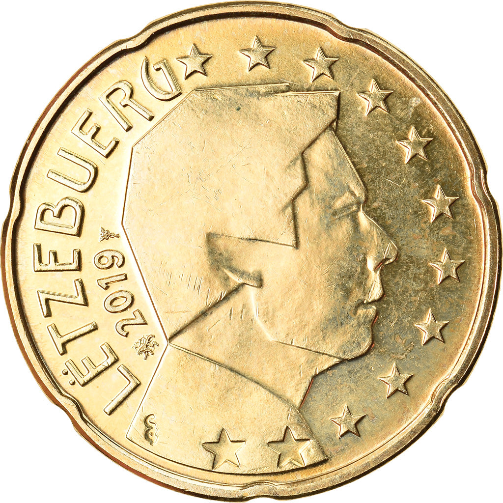 Luxembourg, 20 Euro Cent, 2019, MS(63), Brass, KM:New