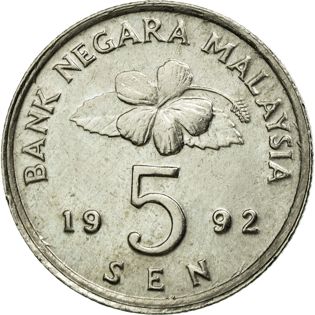 Coin, Malaysia, 5 Sen, 1992, AU(50-53), Copper-nickel, KM:50