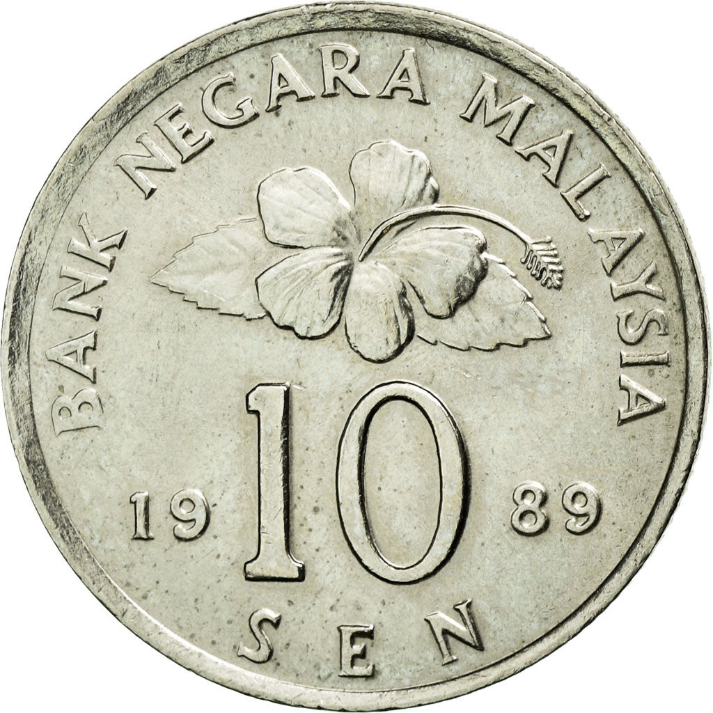 Coin, Malaysia, 10 Sen, 1989, AU(50-53), Copper-nickel, KM:51