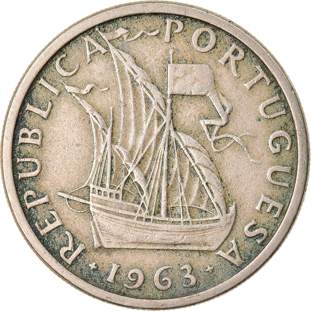 Coin, Portugal, 5 Escudos, 1963, EF(40-45), Copper-nickel, KM:591