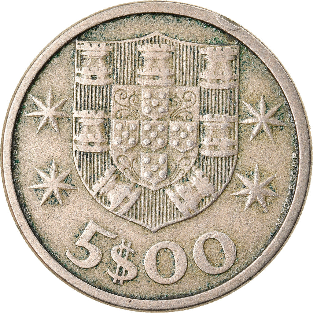 Coin, Portugal, 5 Escudos, 1963, EF(40-45), Copper-nickel, KM:591
