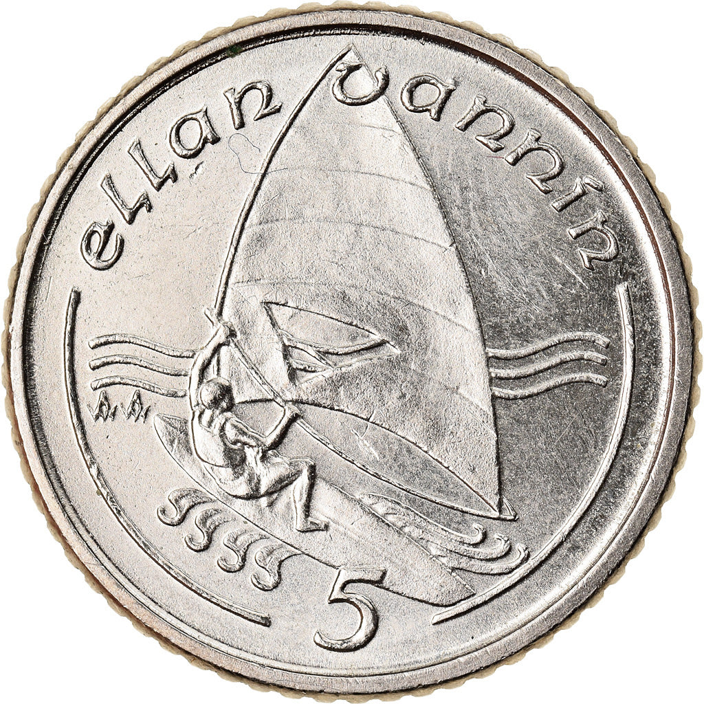 Munten, Eiland Man, Elizabeth II, 5 Pence, 1990, ZF+, Copper-nickel, KM:209.2