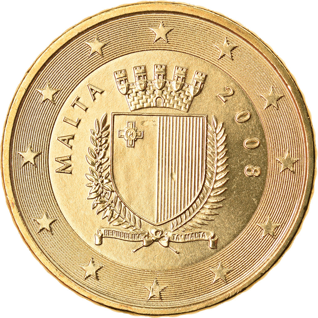 Malta, 50 Euro Cent, 2008, Paris, UNC-, Tin, KM:130