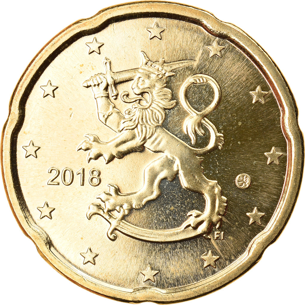 Finland, 20 Euro Cent, 2018, Vantaa, MS(63), Brass